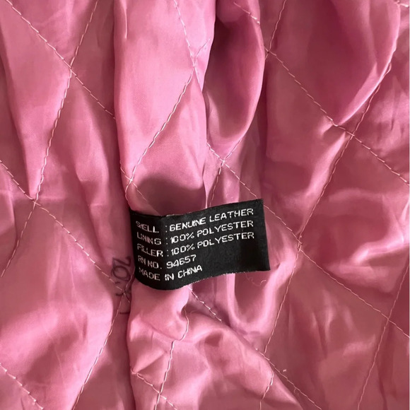 Marcia Collection Cafe Racer Pink Black Leather Women's Motorcycle Jacket Small - Picture 3 of 6